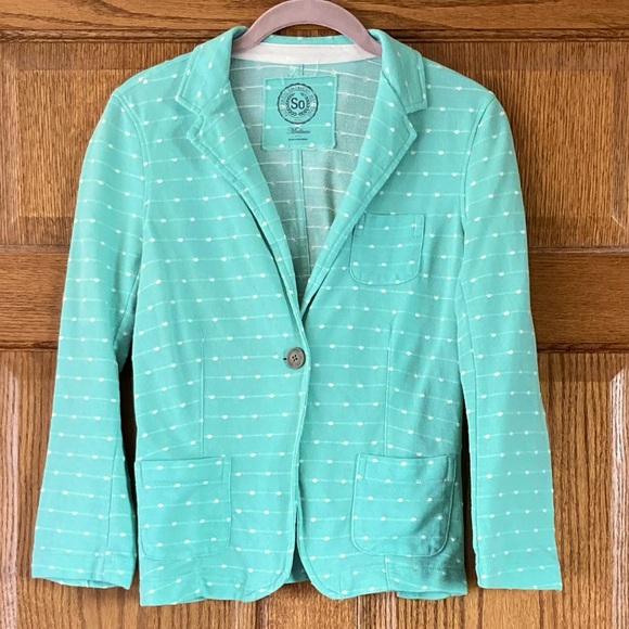 SO Jackets & Blazers - 5/$15 SO Mint Green & White Stripes & Dots Casual Jacket Medium